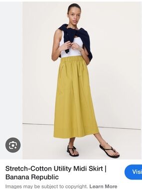 ISO Banana Republic Stretch-Cotton Utility Midi Skirt in Mustard, M or L